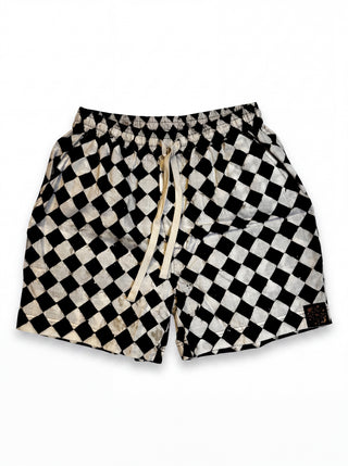 Pool Shorts — Harlequin (Brown/White)