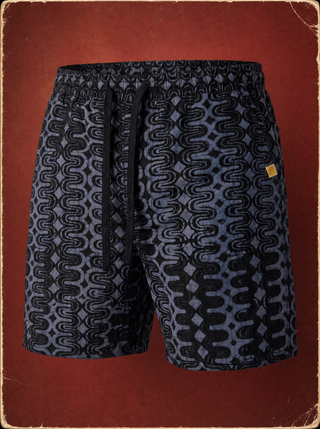 Pool Shorts - Disco Stripes Purple batik natural dye