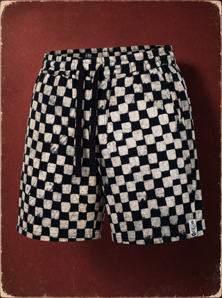 Pool Shorts — Poleng (Black/White)