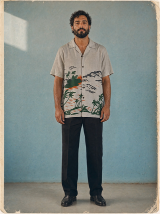 Baliwaiian Shirt — Tanah Lot (Grey)