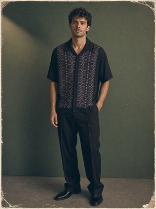 Bowler Shirt — Disco Stripes (Purple)