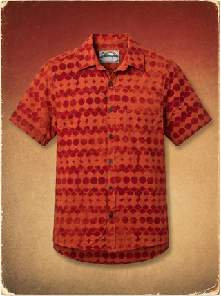 Sanur Shirt in Lompa batik, sun-baked orange, short sleeve viscose