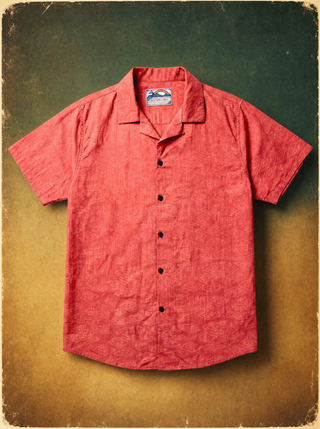 Kuta Shirt - Clouds Orange natural dye batik cotton cross slub