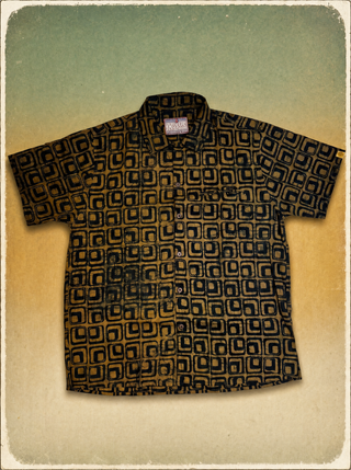 Uluwatu Shirt in Disco Jaffles batik, sea-green, camp collar short sleeve